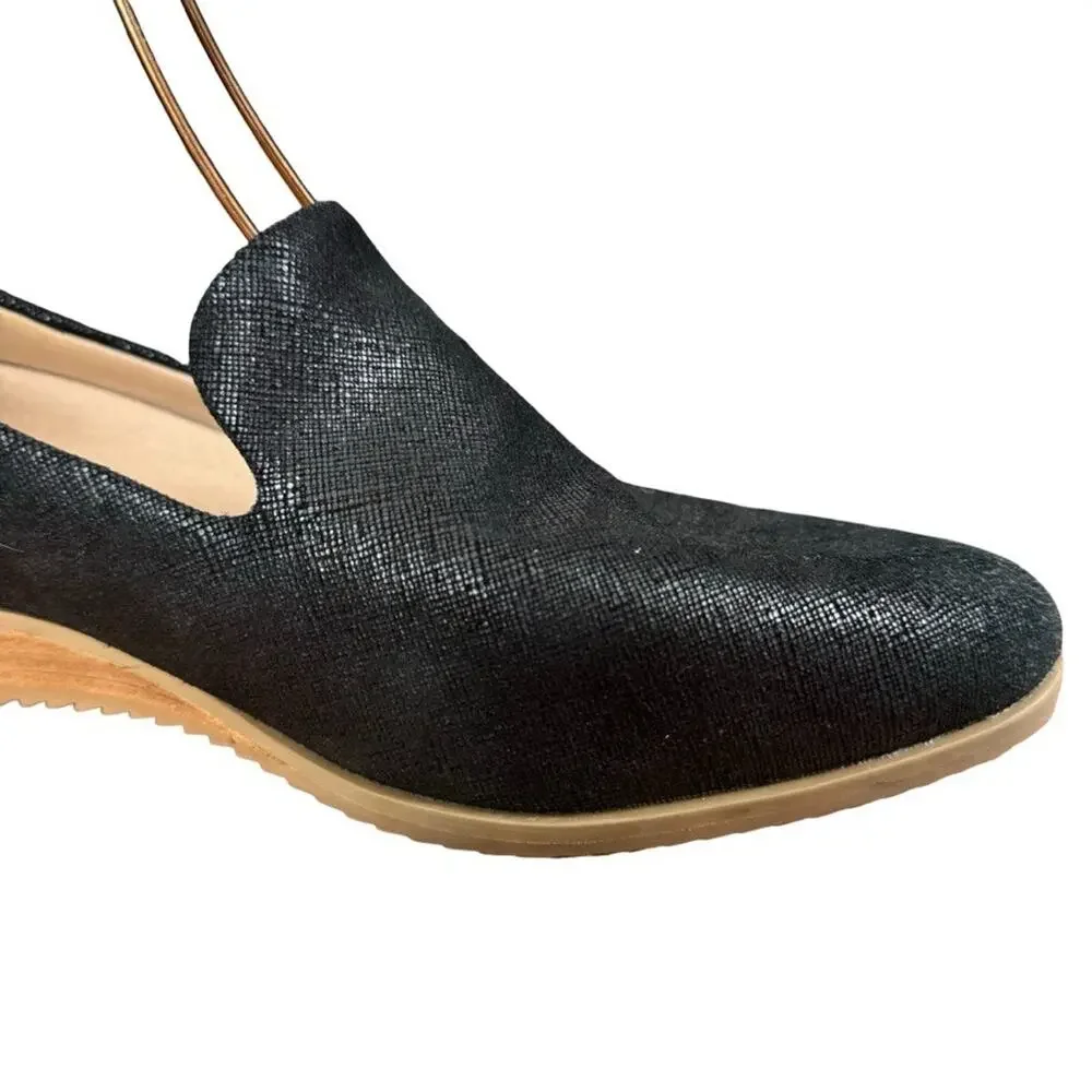 Dr Scholls Kewl Loafers Original Collection Black Leather Wedge Slip On Shoes 10
